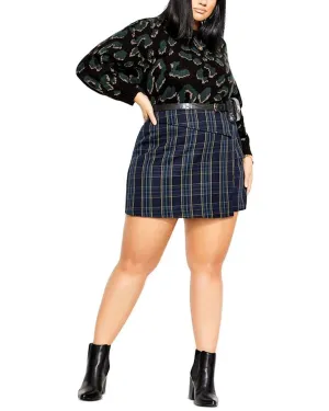 City Chic Women's Trendy Plus Plaid Skort Navy Combo Size 18W | Blue