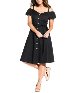 City Chic Women's Trendy Plus Shoulder Affair Dress Black Size 24W | Black