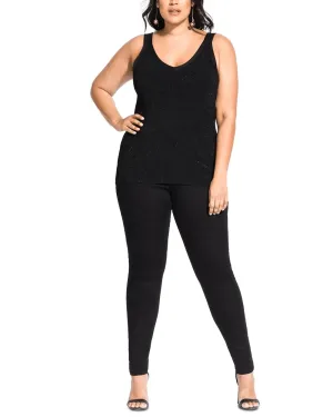 City Chic Women's Trendy Plus Size V-Neck Knit Top Black Size 22W | Black