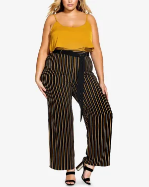 City Chic Women's Trendy   Striped Palazzo Pants Black  20W | Black
