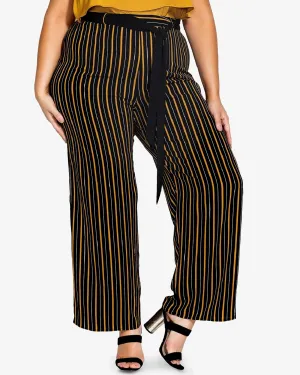City Chic Women's Trendy   Striped Palazzo Pants Black  24W | Black