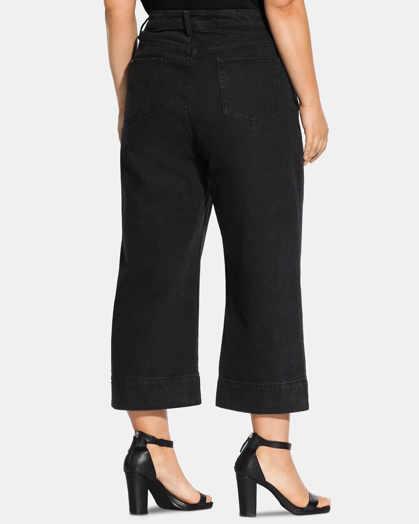 City Chic Women's Trendy   Washed Culotte Jeans Black  18W | Black