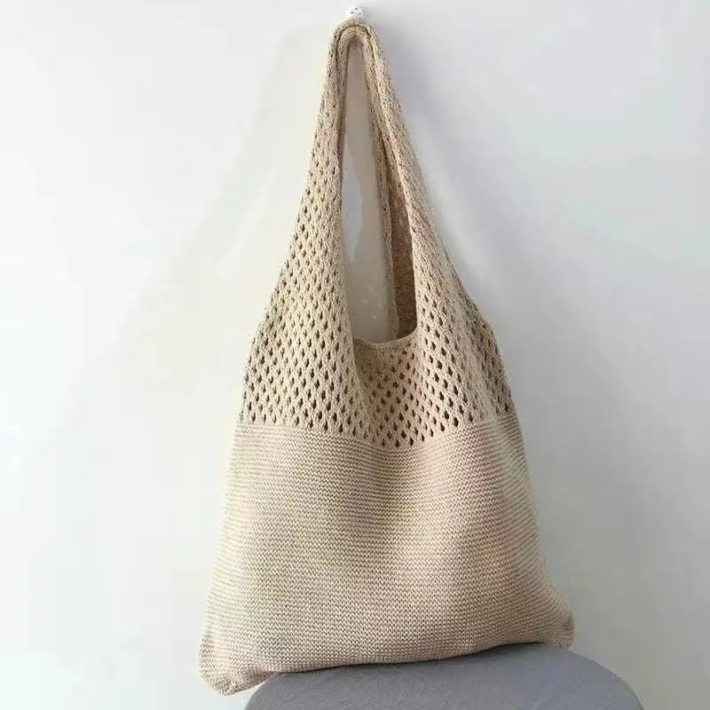CL1095 - Korean Retro hollow knitted portable shoulder bag