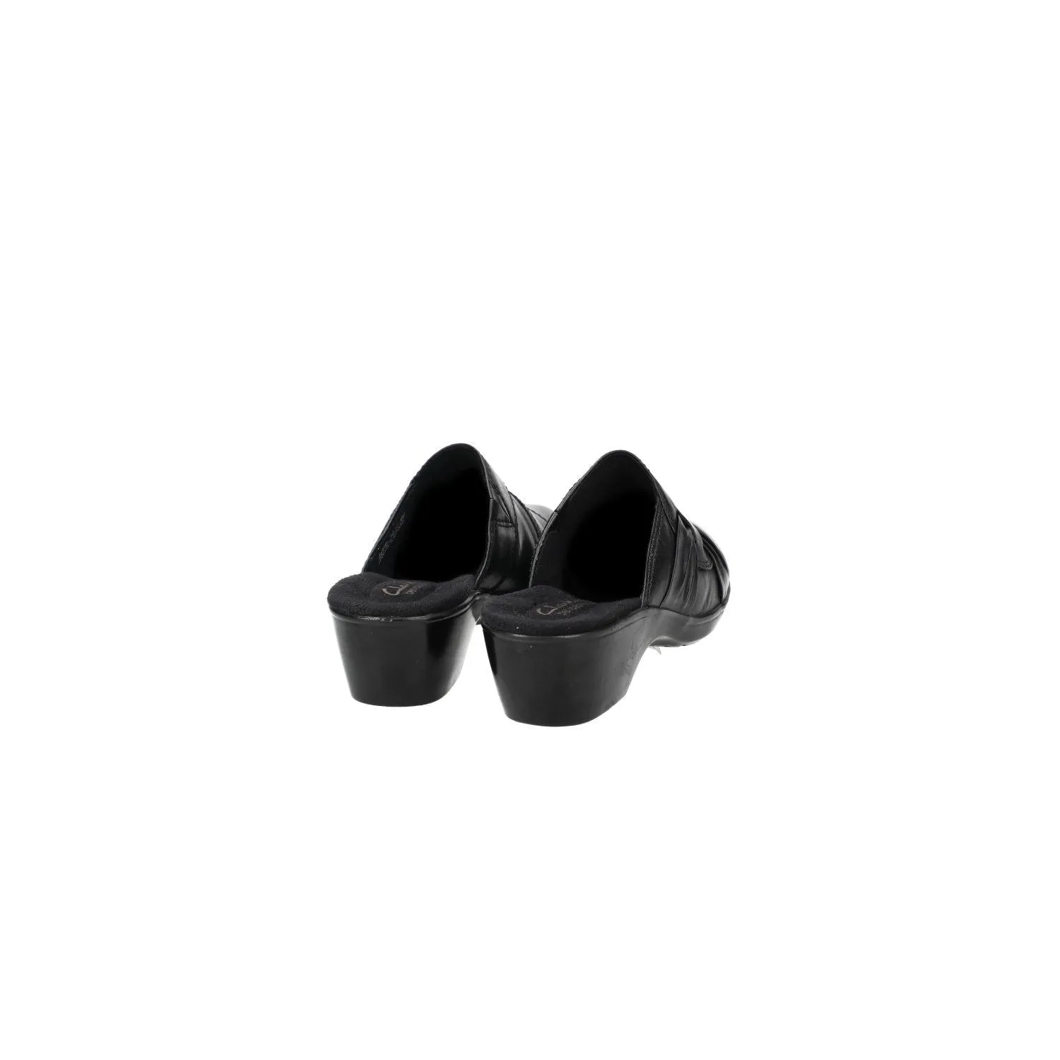 Clarks Bendables Heeled Clogs Leather Black Colour For Women