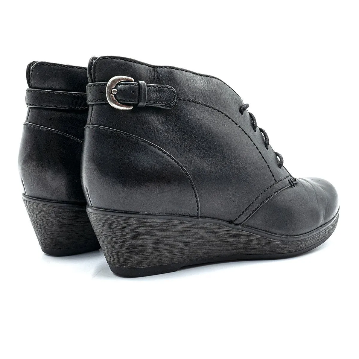 Clarks Nataline Emmi Wedge Ankle Desert Boots Leather Black Colour For Women