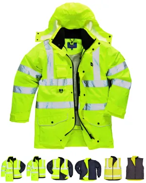 Class 3 Portwest Yellow Hi-Vis 7-in-1 Traffic Jacket