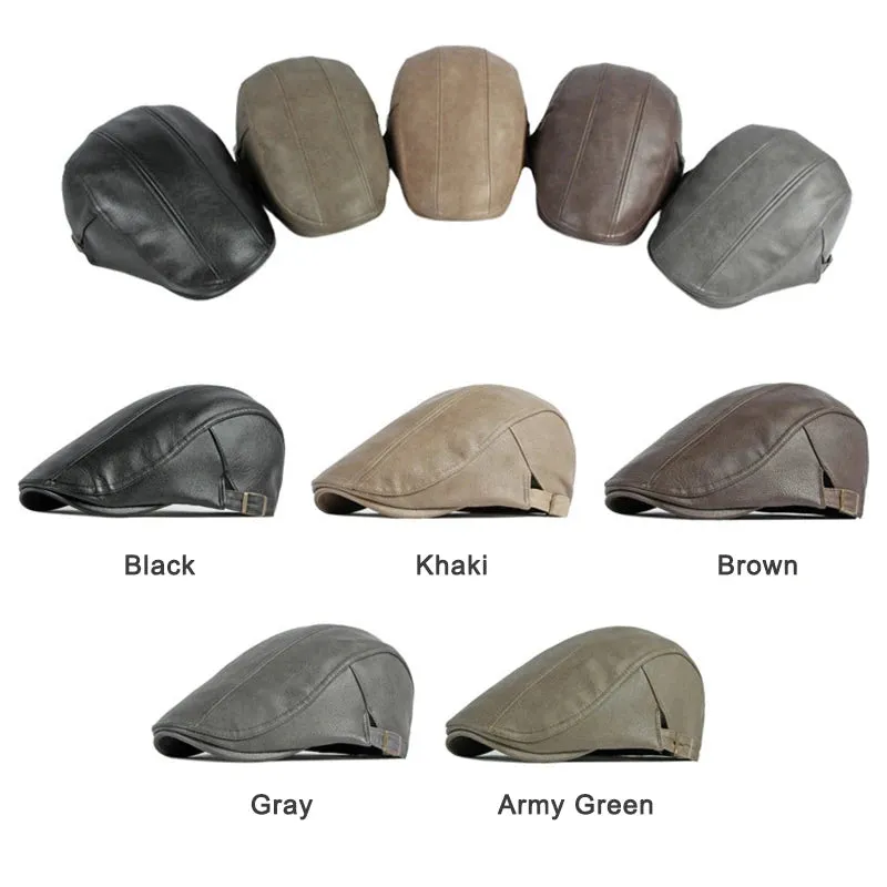 Classic PU Leather Flat Cap