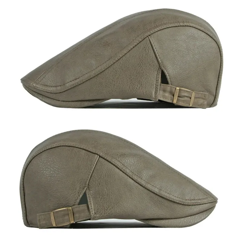 Classic PU Leather Flat Cap