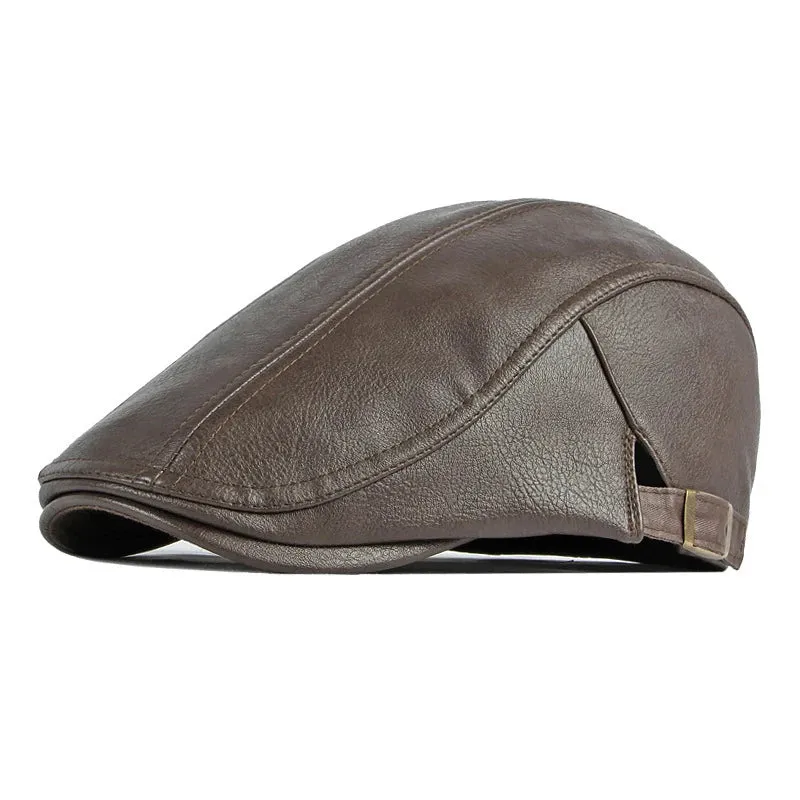 Classic PU Leather Flat Cap