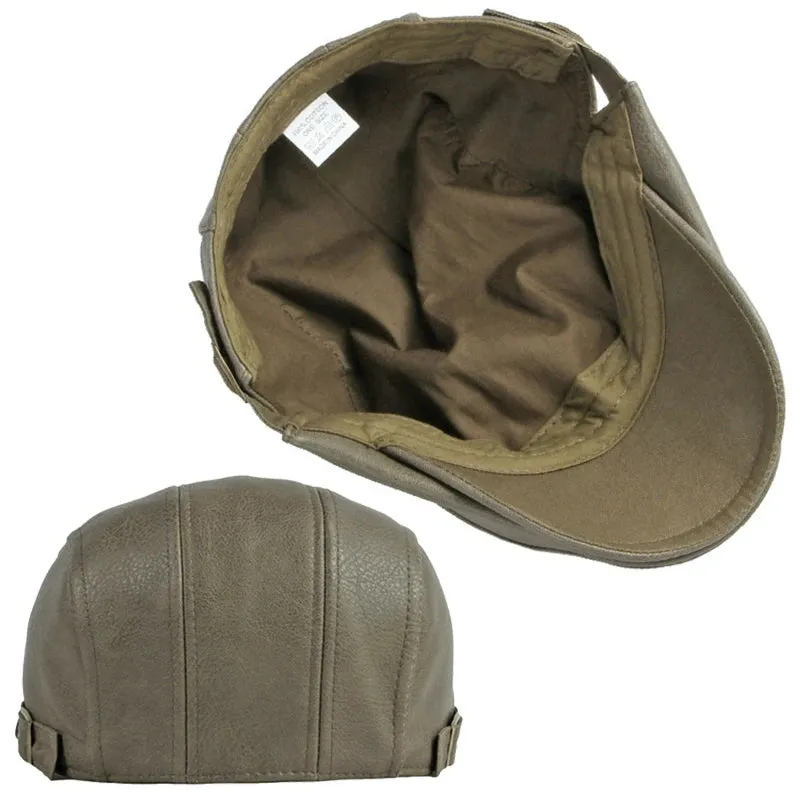 Classic PU Leather Flat Cap