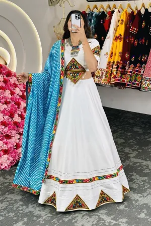 CLASSY COTTON LEHENGA CHOLI SET WITH REAL MIRROR & KODI WORK
