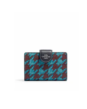 Coach Medium Corner Zip Wallet With Houndstooth Print