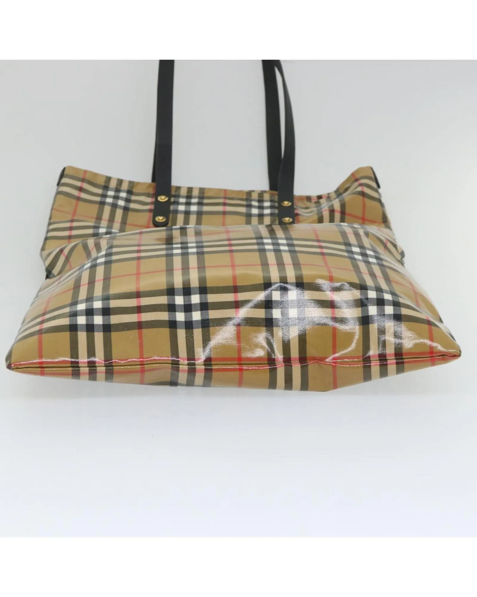 Coated Canvas Tote Bag with Check Print