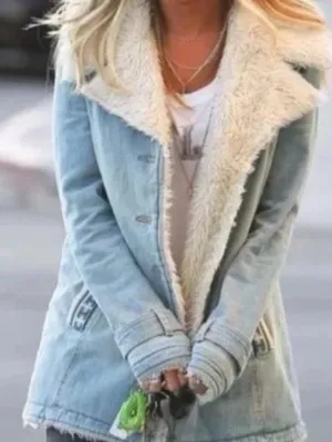 Coats Plush Long Sleeve Lapel Warm Cotton Coat for Women
