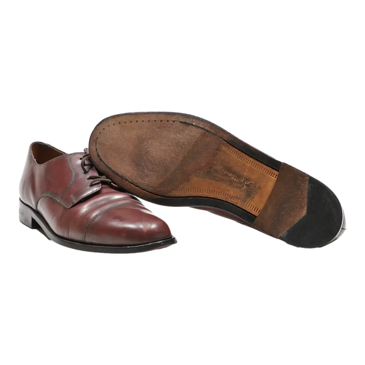 COLE HAAN Derby Shoes Maroon Leather Mens UK 9