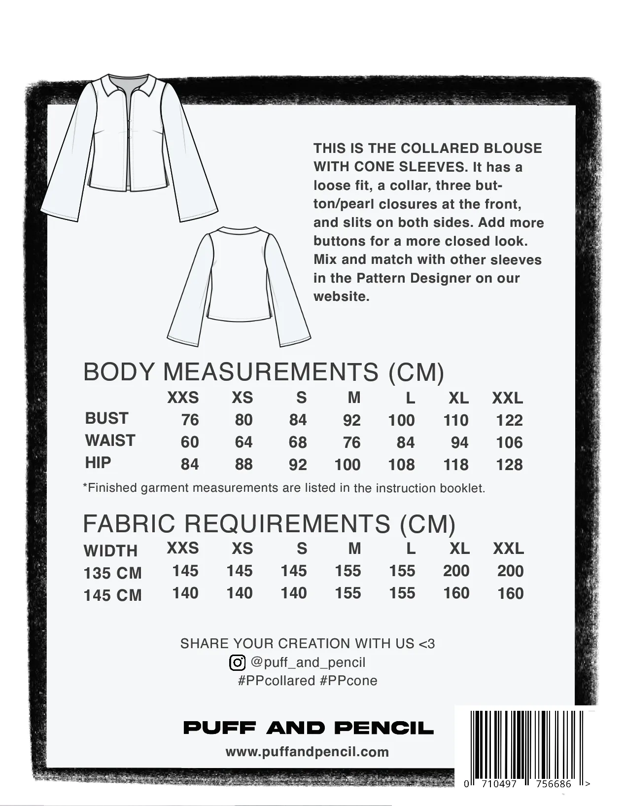 Collared Blouse with Cone Sleeves