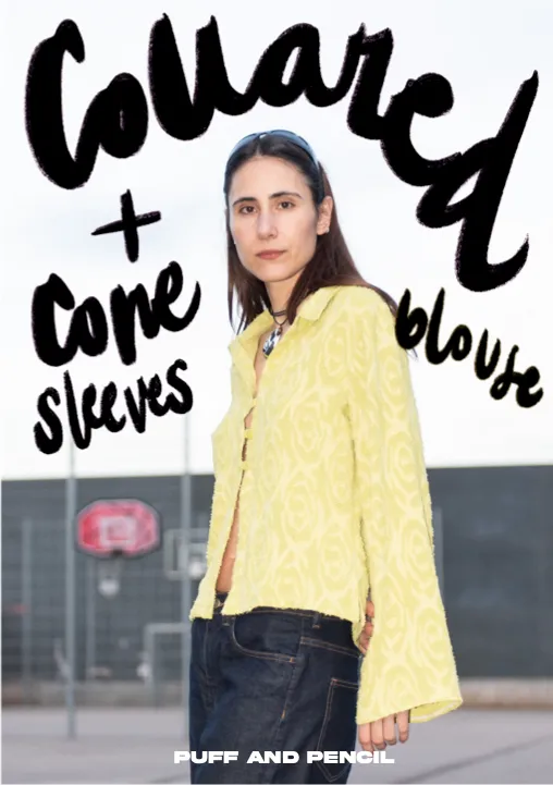 Collared Blouse with Cone Sleeves