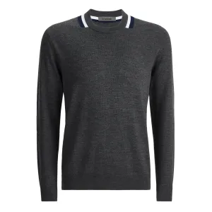 Colorblock Merino Wool Crew Neck Sweater Charcoal - AW24