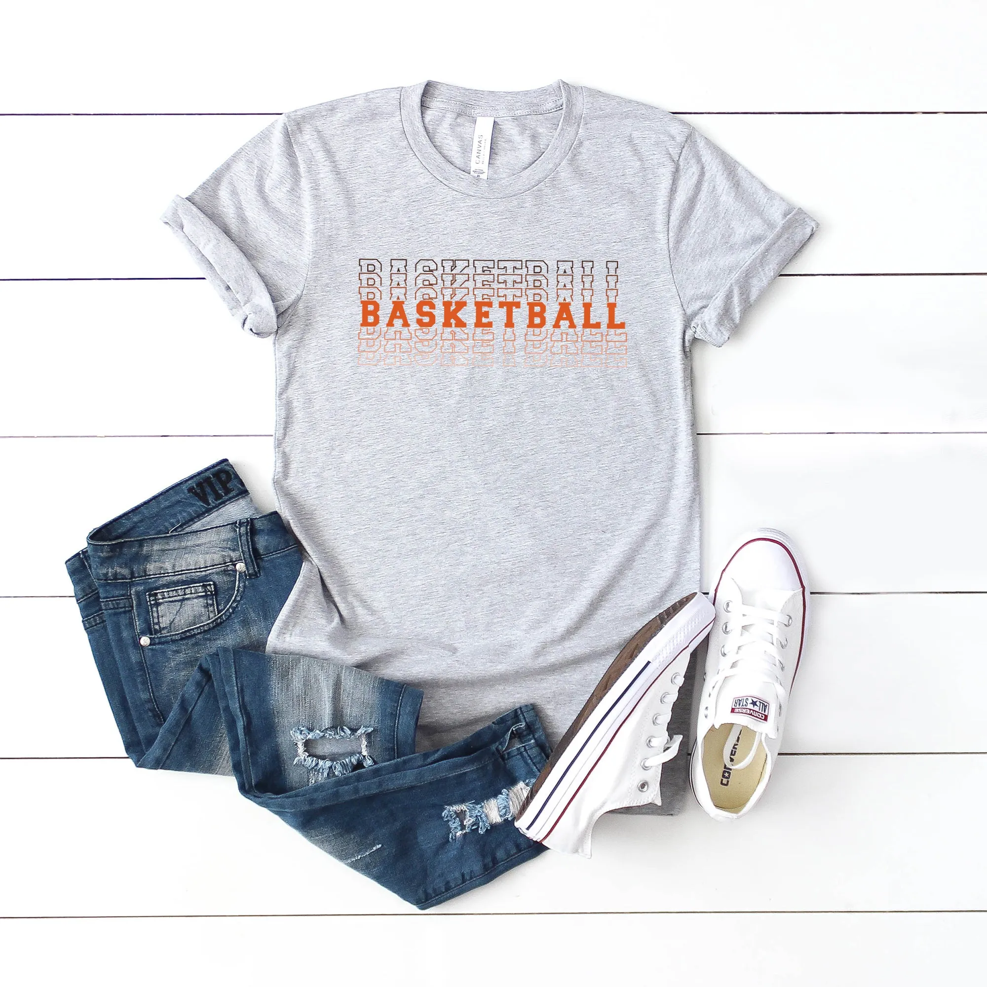Colorful Basketball Stacked | Short Sleeve Graphic Tee