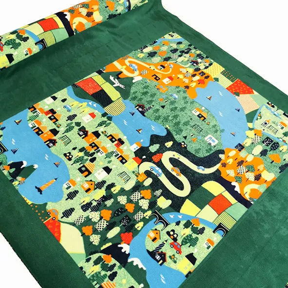 Colourful Village Printed Polar Fleece Design 102 - 1.28M Panel