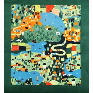 Colourful Village Printed Polar Fleece Design 102 - 1.28M Panel