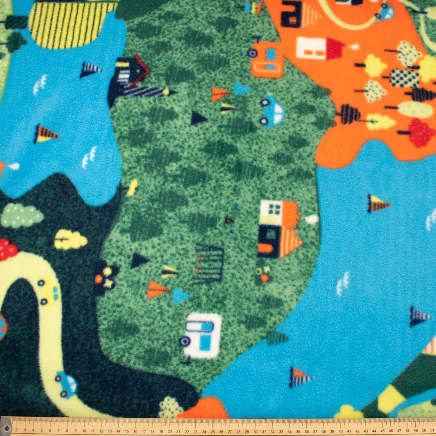 Colourful Village Printed Polar Fleece Design 102 - 1.28M Panel