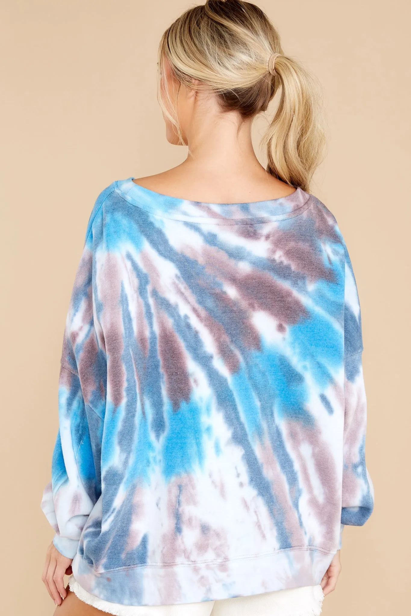 Comfortable Hour Blue And Grey Tie Dye Sweatshirt