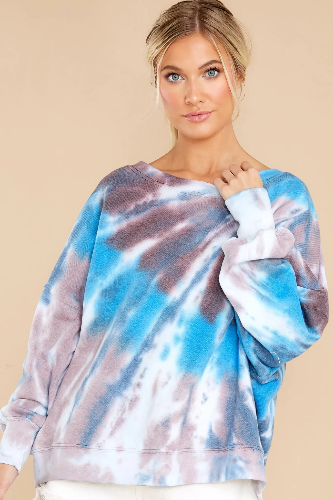 Comfortable Hour Blue And Grey Tie Dye Sweatshirt