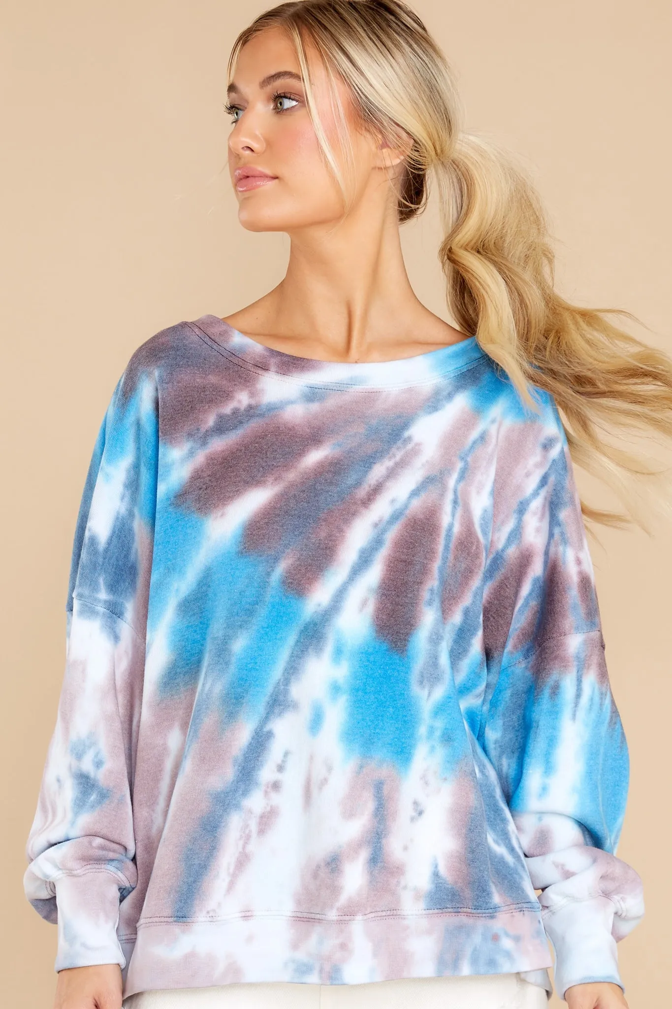Comfortable Hour Blue And Grey Tie Dye Sweatshirt