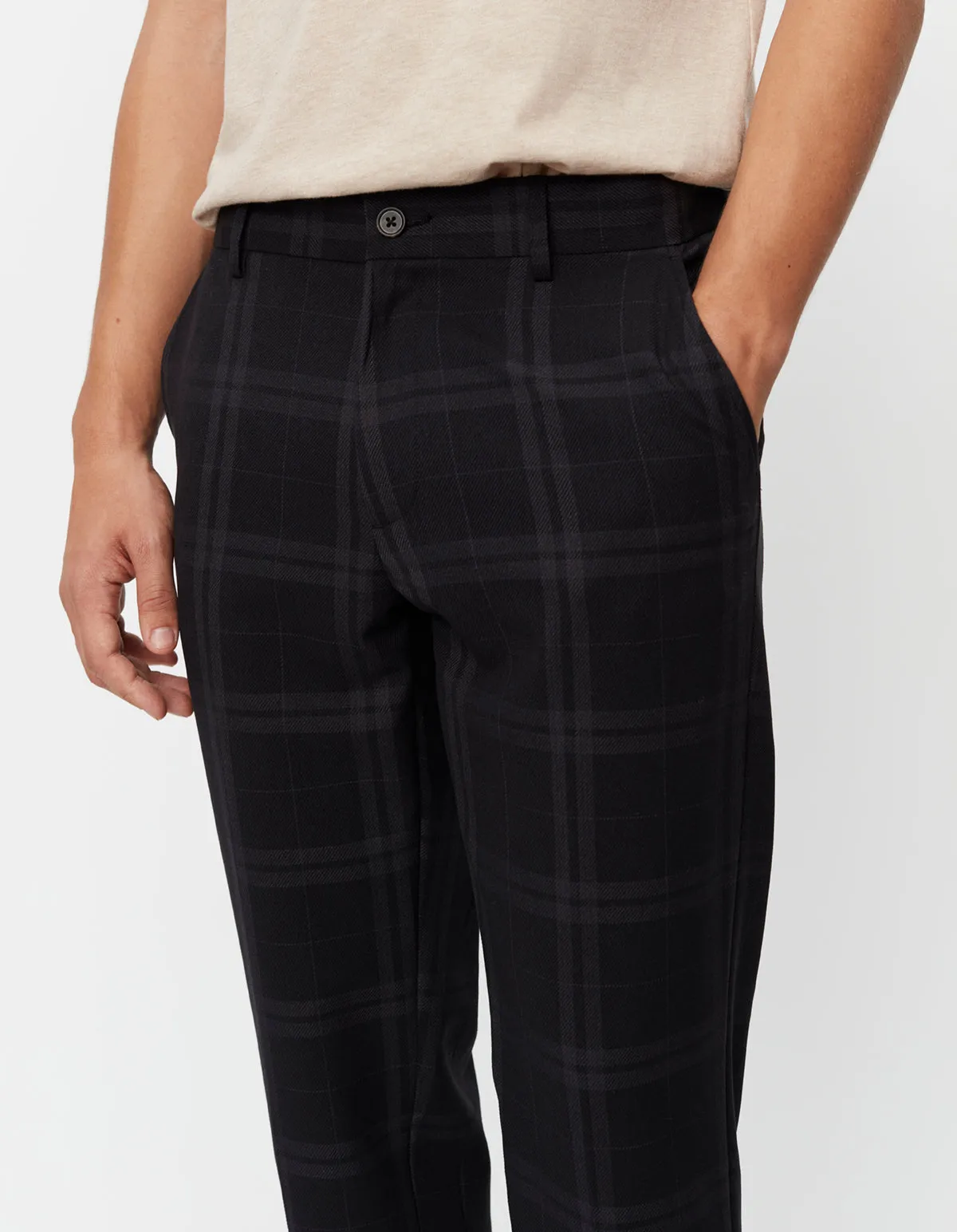 Como Reg Check Wool Mélange Suit Pants - Charcoal/Grey