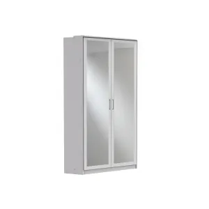 Compact 2 Doors 3 Drawers Mirrored Wardrobe Grey White