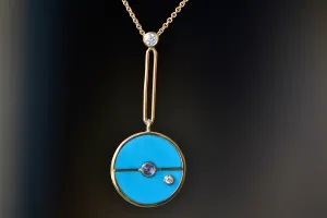 Compass Pendant in Turquoise and Tanzanite