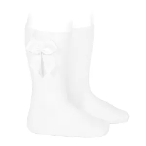 Condor Knee Sock with Side Bow - White