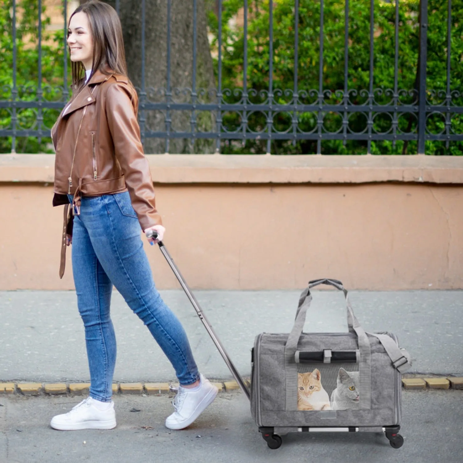 Convertible Rolling Dog Carrier with Handle