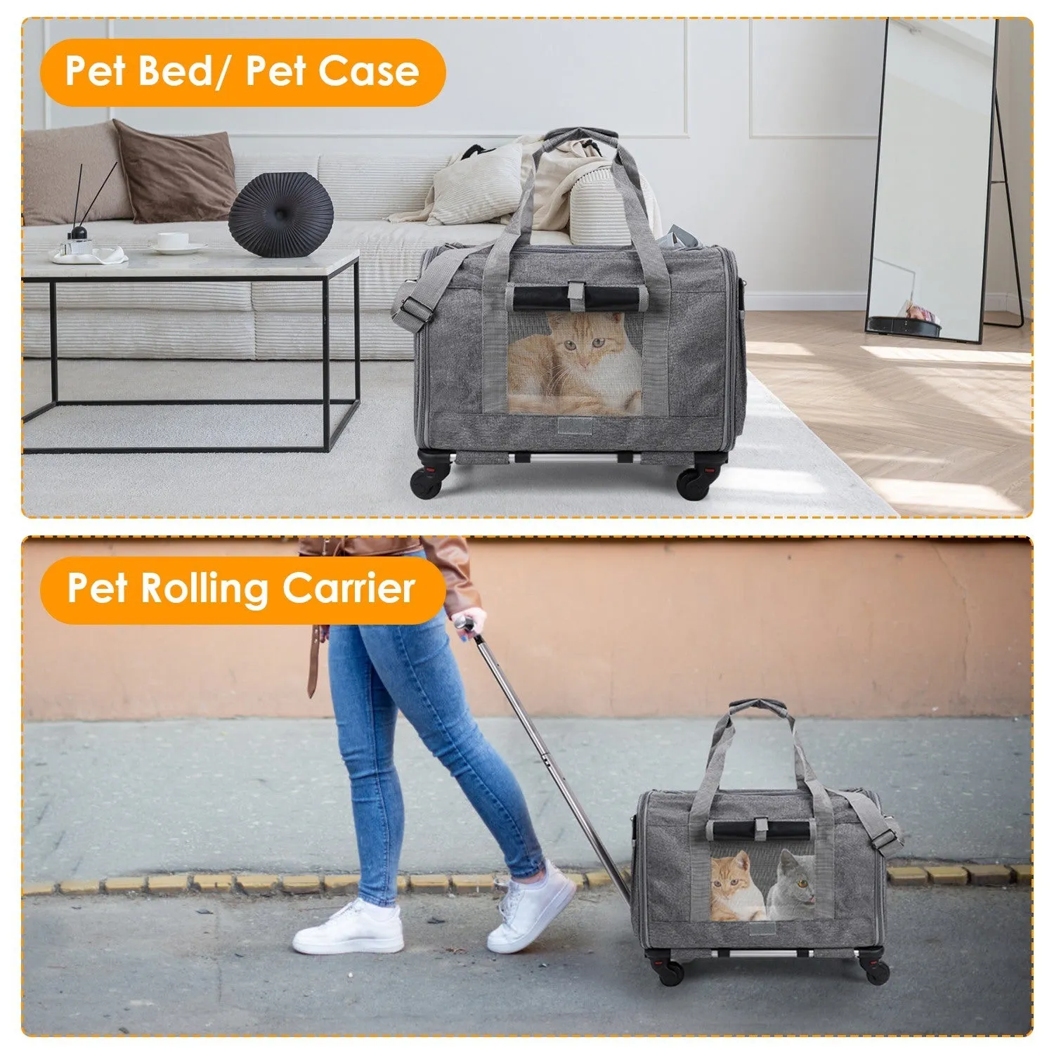 Convertible Rolling Dog Carrier with Handle