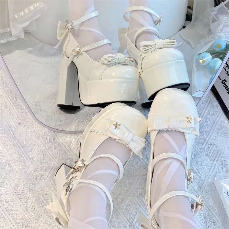 Cookie Sauce Star Bow Classic Platform Bow High Heels Shoes