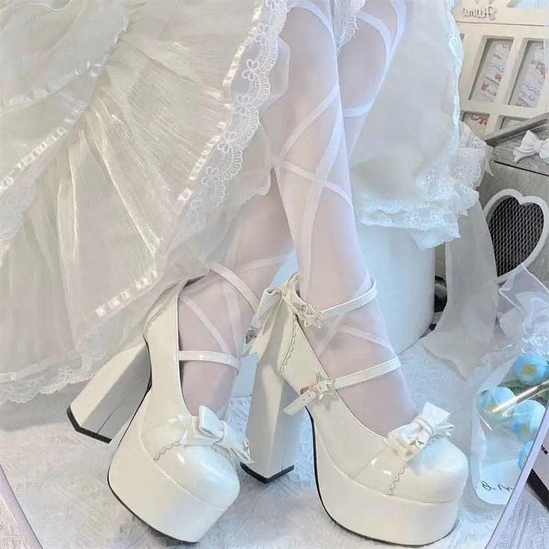 Cookie Sauce Star Bow Classic Platform Bow High Heels Shoes