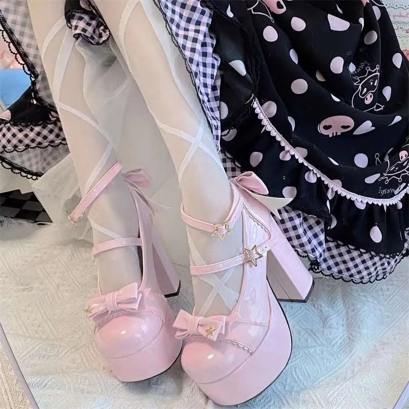 Cookie Sauce Star Bow Classic Platform Bow High Heels Shoes