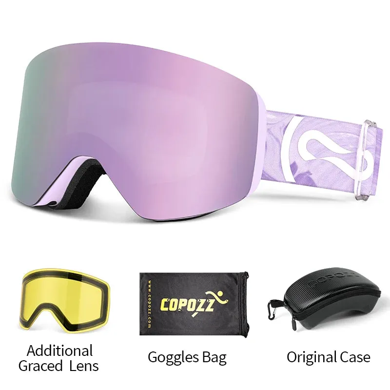 COPOZZ Professional Winter Ski Goggles Magnetic Quick-Change Double Layers Anti-Fog Snowboard goggles Men Women Ski Equipment
