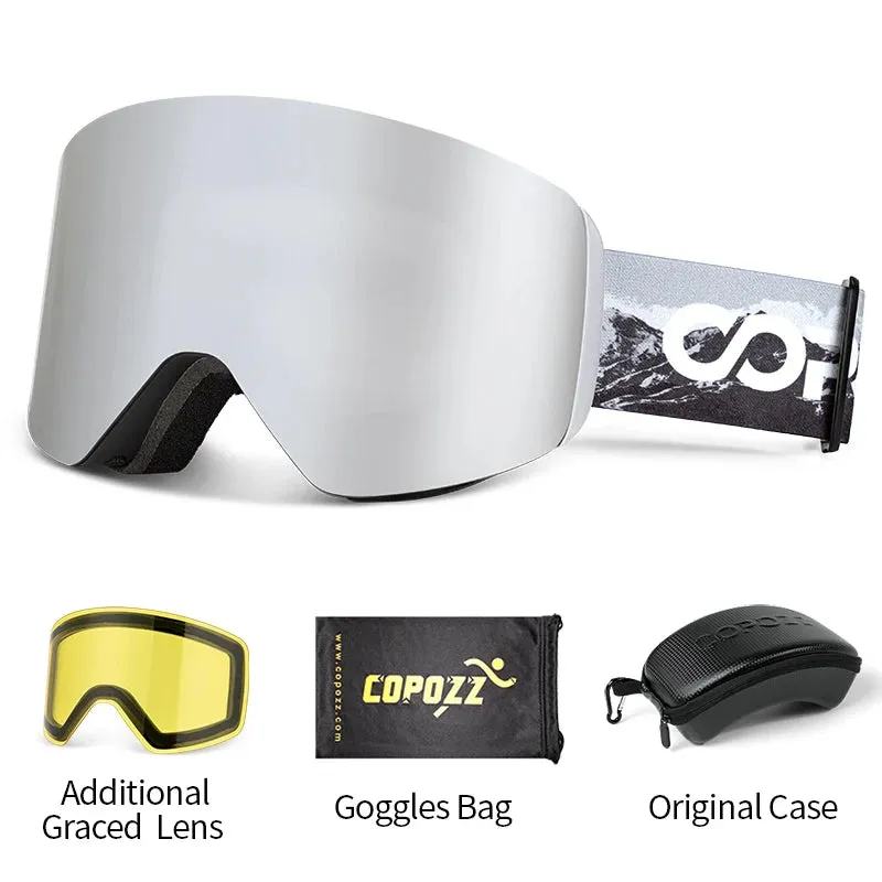 COPOZZ Professional Winter Ski Goggles Magnetic Quick-Change Double Layers Anti-Fog Snowboard goggles Men Women Ski Equipment