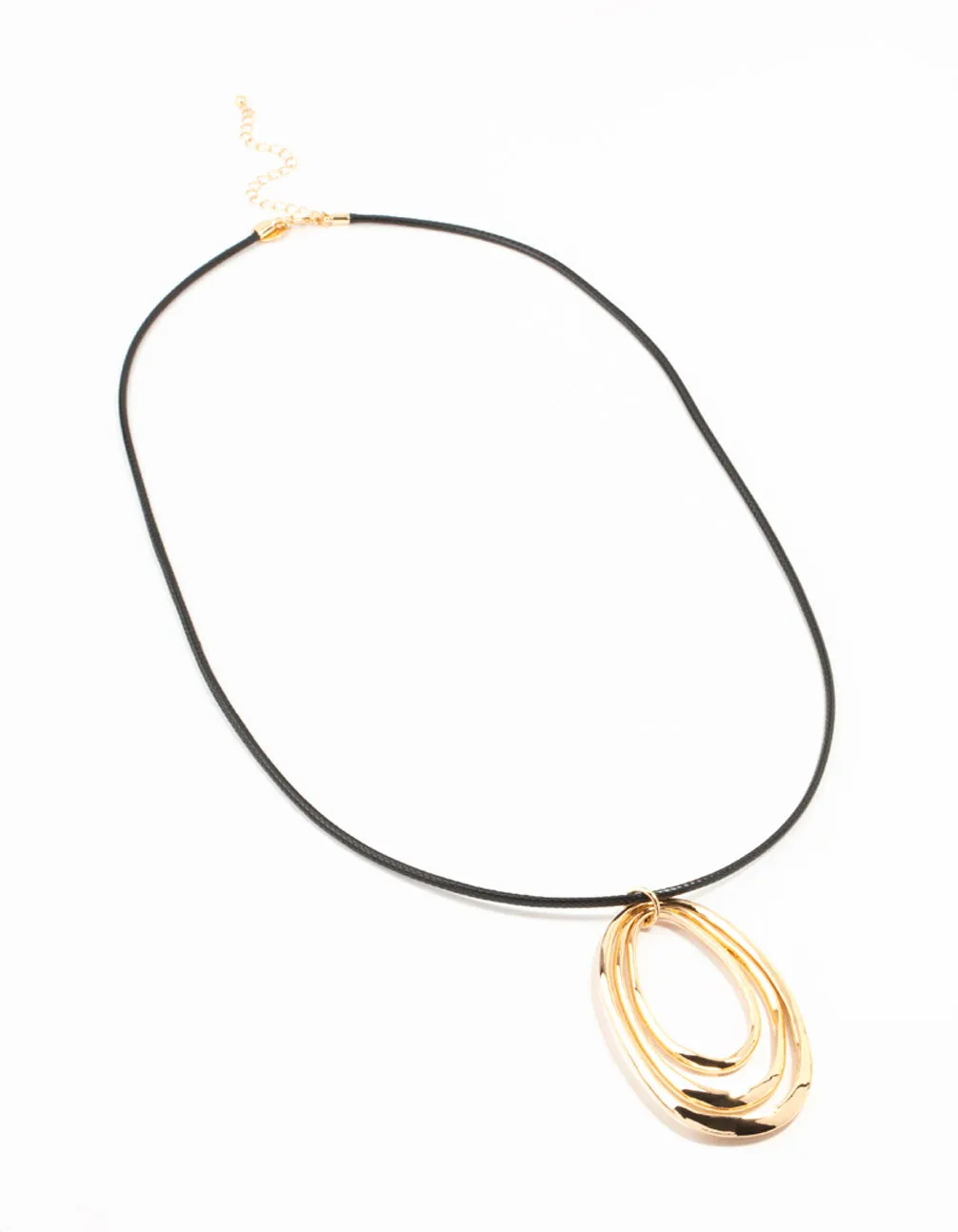 Cord Layered Oval Good Station Necklace