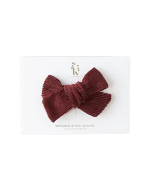 Corduroy Pinwheel Bow - Garnet