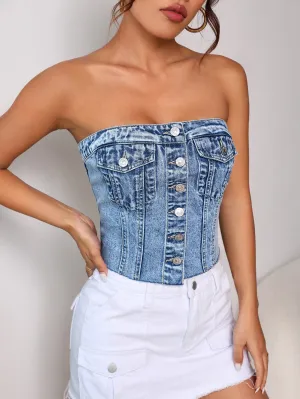 Cosmic Desert Denim Tube Top