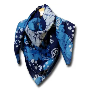 Cosmic Elegance Cotton Batik Print Summer Celestial Scarf for Women, Indigo