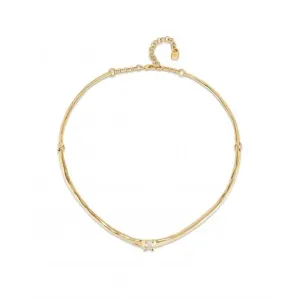 Cosmos 18k Gold-Plated Rigid White Zirconia Necklace COL1913BLNORO