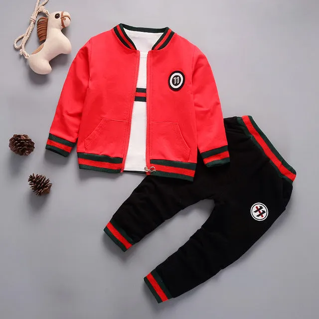 Cotton 3pcs outfits children's sports suit kids tracksuit outfits bebe boys clothes