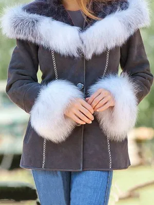 Cotton-Blend Long Sleeve Plain Outerwear