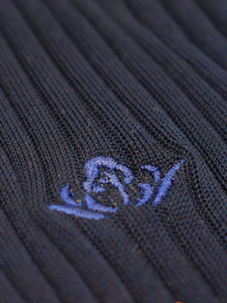 Cotton Lisle Tailored Socks - Navy