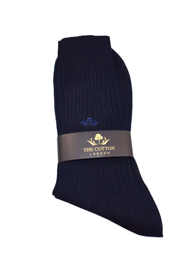 Cotton Lisle Tailored Socks - Navy