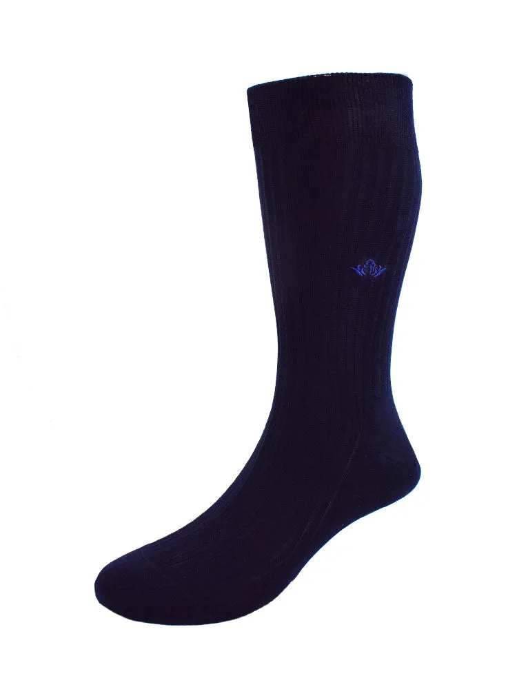 Cotton Lisle Tailored Socks - Navy